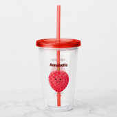 Cute roze lychee cartoon afbeelding acryl drinkbeker (Voorkant)