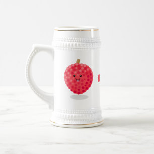 Cute roze lychee cartoon afbeelding bierpul