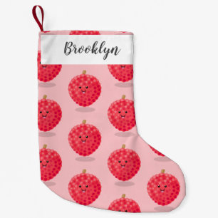 Cute roze lychee cartoon afbeelding kleine kerstsok