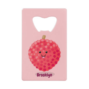 Cute roze lychee cartoon afbeelding kredietkaart flessenopener