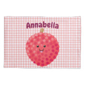 Cute roze lychee cartoon afbeelding kussensloop (Achterkant)