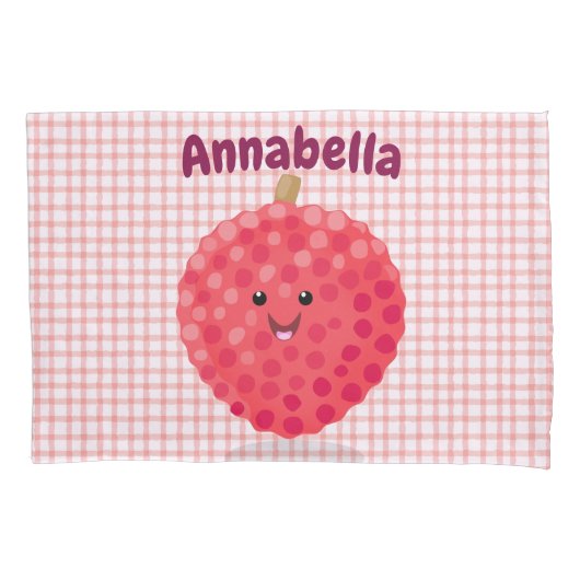 Cute roze lychee cartoon afbeelding kussensloop (Voorkant)