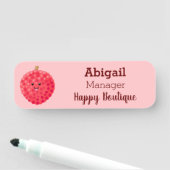 Cute roze lychee cartoon afbeelding naamplaatje (In situ)