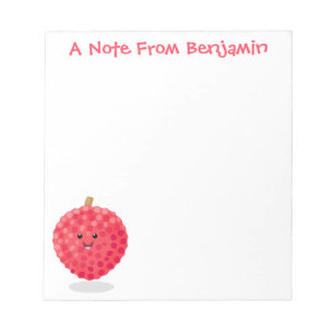 Cute roze lychee cartoon afbeelding notitieblok