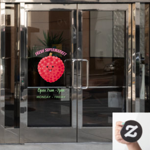 Cute roze lychee cartoon afbeelding raamsticker
