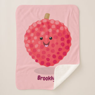 Cute roze lychee cartoon afbeelding sherpa deken