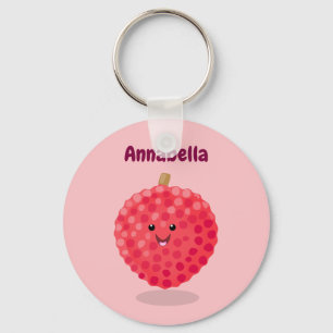Cute roze lychee cartoon afbeelding sleutelhanger