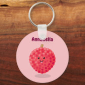 Cute roze lychee cartoon afbeelding sleutelhanger (Voorkant)