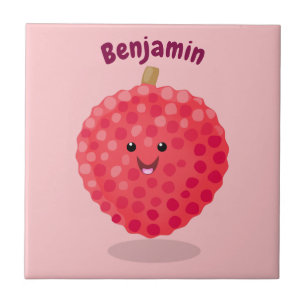 Cute roze lychee cartoon afbeelding tegeltje