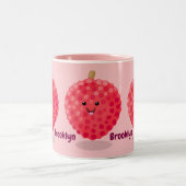 Cute roze lychee cartoon afbeelding tweekleurige koffiemok (Center)
