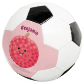 Cute roze lychee cartoon afbeelding voetbal (Drie kwart)