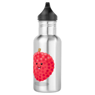 Cute roze lychee cartoon afbeelding waterfles