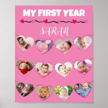 Cute roze maakt mijn eerste jaar foto collage