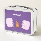 Cute roze marshmallows by kamp fire cartoon (Achterkant)