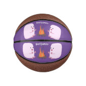 Cute roze marshmallows by kamp fire cartoon basketbal (Voorkant)
