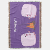 Cute roze marshmallows by kamp fire cartoon deken (Voorkant Verticaal)