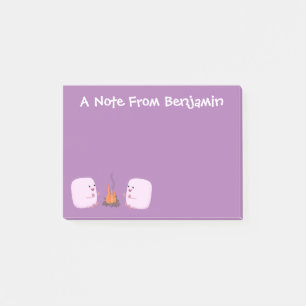 Cute roze marshmallows by kamp fire cartoon post-it® notes