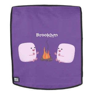 Cute roze marshmallows by kamp fire cartoon rugtassen