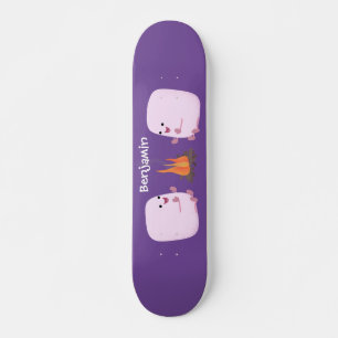 Cute roze marshmallows by kamp fire cartoon skateboard