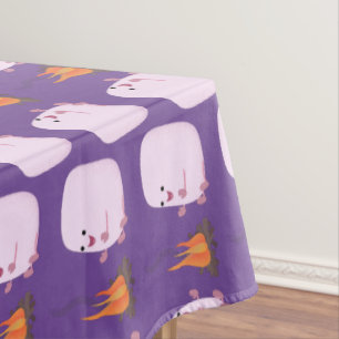 Cute roze marshmallows by kamp fire cartoon tafelkleed