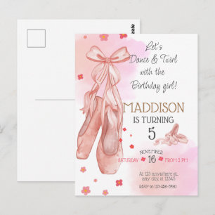 Cute Roze meisje verjaardag balletfeestje Briefkaart