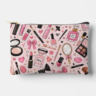 Cute Roze Meisjesachtige Make-up Doodle Patroon Co Etui