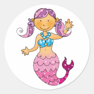 Cute roze mermaid ronde sticker