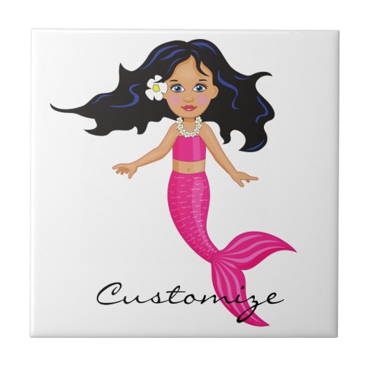 Cute roze mermaid Thunder_Cove Tegeltje (Voorkant)