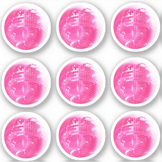 Cute Roze Mirrorbal 9 Sticker Set (Voorkant)