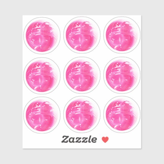 Cute Roze Mirrorbal 9 Sticker Set (Vel)