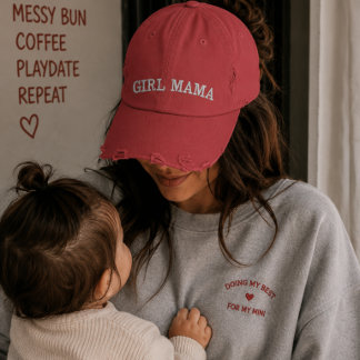 Cute Roze Moeder Hoed voor Moeders van Dochters Geborduurde Pet