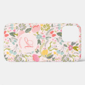 Cute roze monogram, gepersonaliseerde girale naam Case-Mate iPhone case (Achterkant (horizontaal))