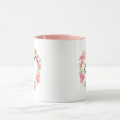 Cute roze monogram (V) Bloem met Mok (Midden)