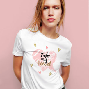Cute roze neemt mijn hart valentijnse liefhebbers t-shirt