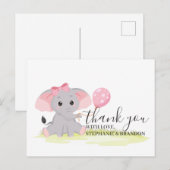 Cute Roze Olifant Ballon Bedank Kaart (Voorkant / Achterkant)