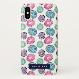 Cute roze paars blauw geode patroon gepersonalisee iPhone x hoesje