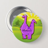 Cute roze paars Personalized Dinosaur Ronde Button 7,6 Cm (Voorkant /achterkant)