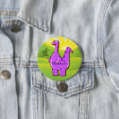 Cute roze paars Personalized Dinosaur Ronde Button 7,6 Cm (In situ)