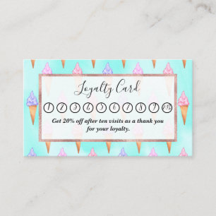 Cute roze Paarse Summer Ice Cream Cones Waterverf Klantenkaartje