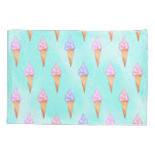 Cute roze Paarse Summer Ice Cream Cones Waterverf Kussensloop (Achterkant)