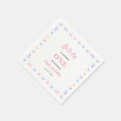 Cute Roze Paarse Vlinder 1e Verjaardag voor Meisje Servet (Hoek)