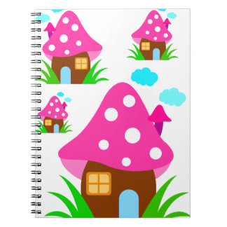 Cute Roze Paddenstoelenhuis en Wolken Babydeken Notitieboek
