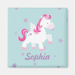 Cute roze Personalized Magical Unicorn Magnet Magneet