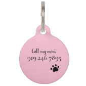 Cute roze polka dot paw print huisdierpenning (Achterkant)