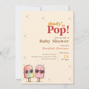 Cute Roze Popsicle Ready to Pop Baby Shower Uitnod Kaart