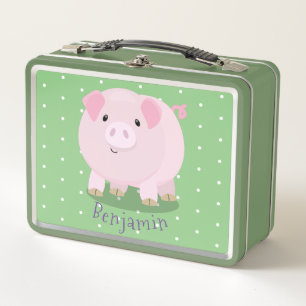 Cute roze pot bellied pig cartoon illustratie