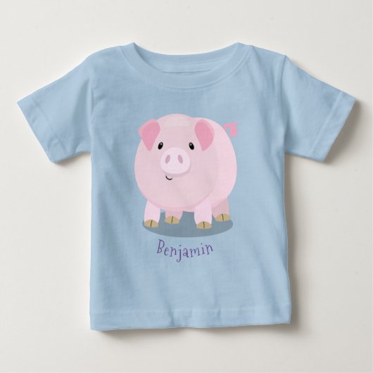 Cute roze pot bellied pig cartoon illustratie (Voorkant)