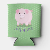 Cute roze pot bellied pig cartoon illustratie blikjeskoeler (Voorkant)