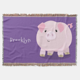 Cute roze pot bellied pig cartoon illustratie deken