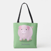 Cute roze pot bellied pig cartoon illustratie draagtas (Achterkant)